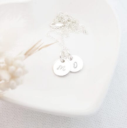 dainty sterling silver pendants with initials