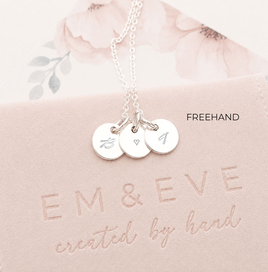 Silver Initial Disc Trio DISC NECKLACES Sterling silver disc pendant with custom initials