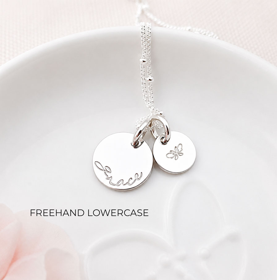 Silver Symbol Set DISC NECKLACES butterfly symbol necklace