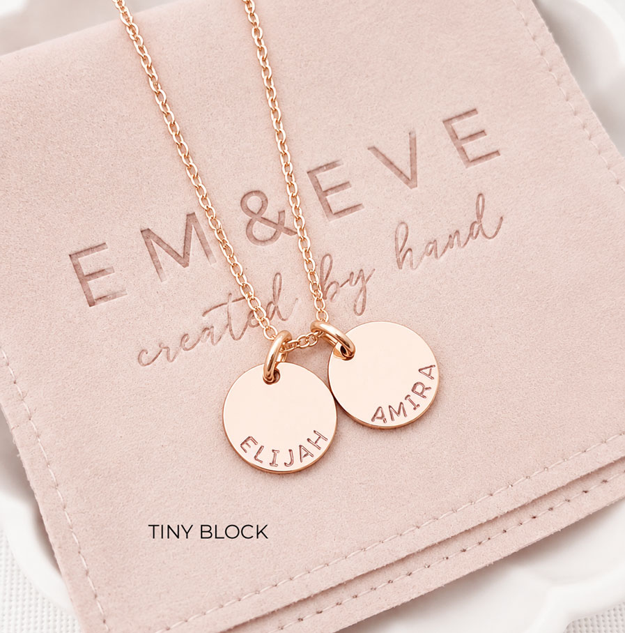 Rose Gold Tiny Disc Pair DISC NECKLACES CUSTOM JEWELLERY