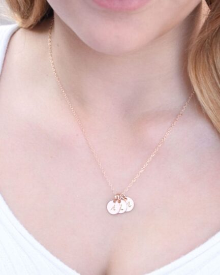Rose Gold Initial Disc Trio DISC NECKLACES