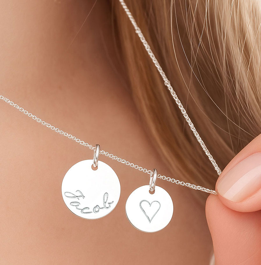 Silver Disc Set DISC NECKLACES 2 disc necklace with custom name