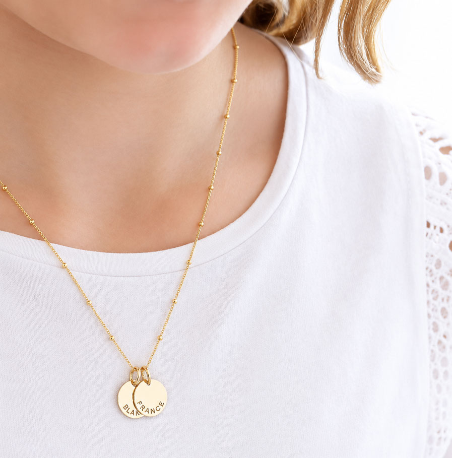 Gold Tiny Disc Pair DISC NECKLACES Gold Tiny Disc Pair DISC NECKLACES