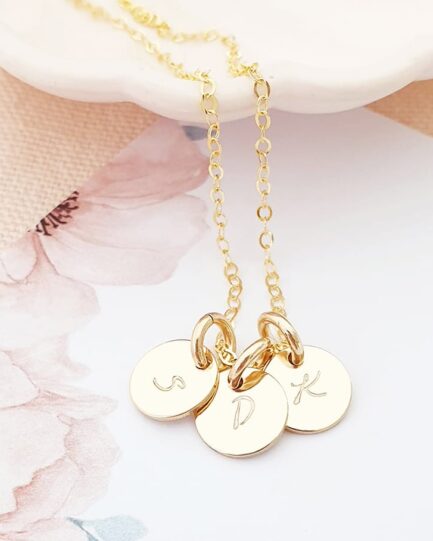 Gold Initial Disc Trio DISC NECKLACES mothers necklace