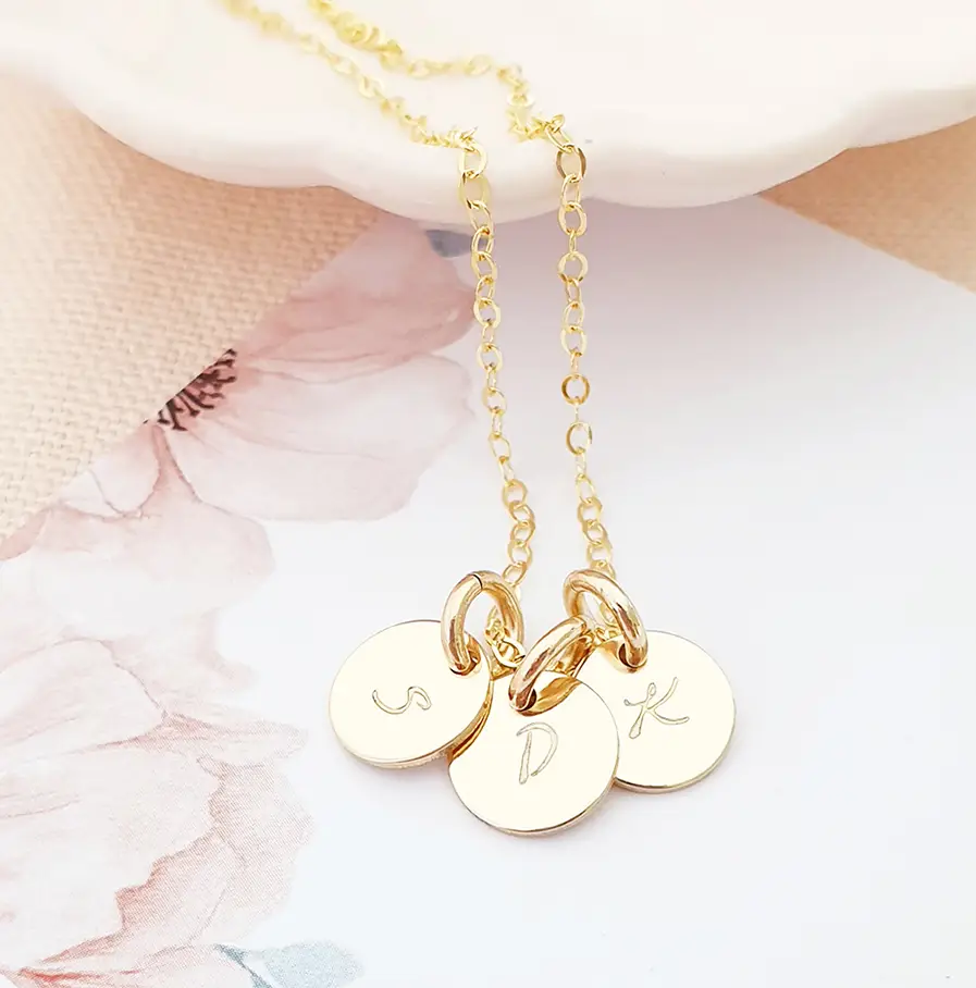 Gold Initial Disc Trio DISC NECKLACES mothers necklace
