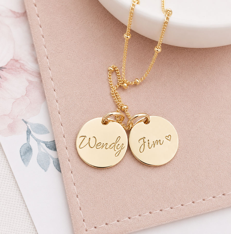 Gold Tiny Disc Pair DISC NECKLACES Gold Tiny Disc Pair DISC NECKLACES