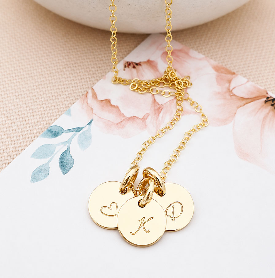 Gold Initial Disc Trio DISC NECKLACES trio of initial discs