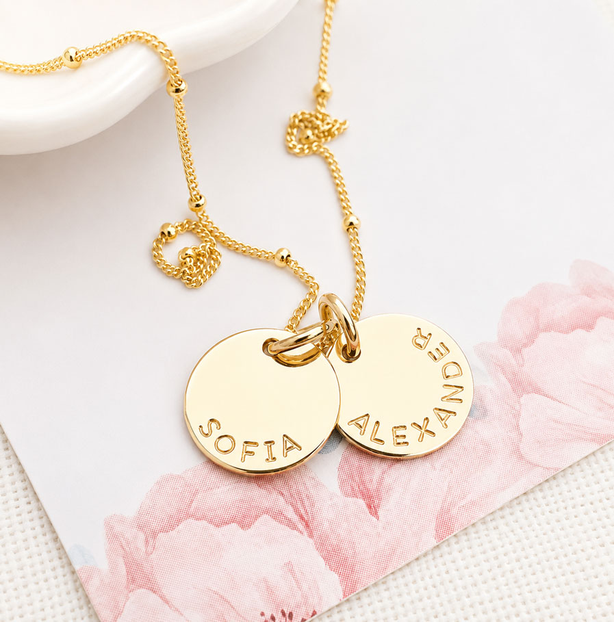 Gold Tiny Disc Pair DISC NECKLACES Gold Tiny Disc Pair DISC NECKLACES