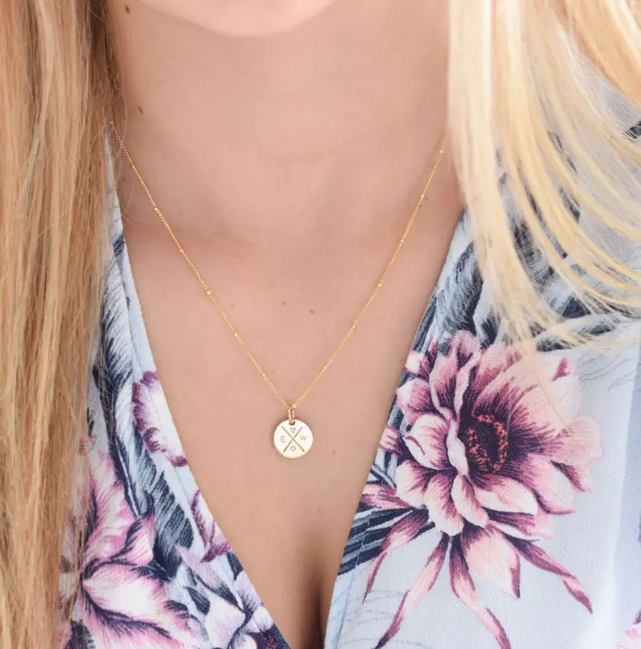 Gold Family Compass DISC NECKLACES