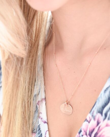 Rose Gold Tiny Disc Pair DISC NECKLACES