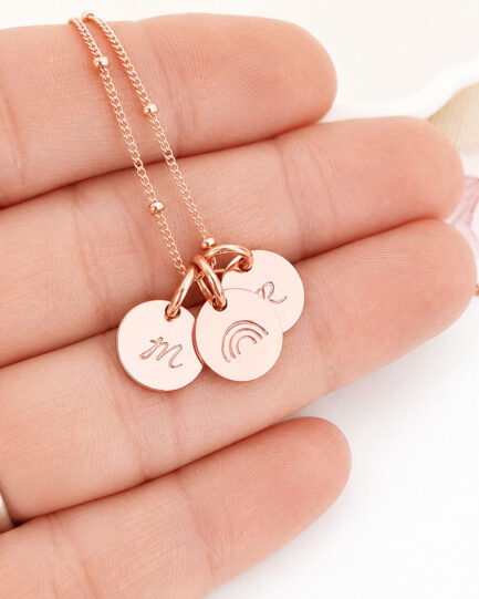 Rose Gold Initial Disc Trio DISC NECKLACES mums necklace with babies initials