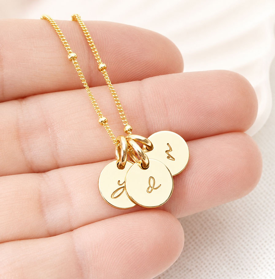 Gold Initial Disc Trio DISC NECKLACES heartfelt gift for wife
