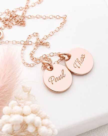 Rose Gold Tiny Disc Pair DISC NECKLACES NECKLACE TO HONOUR A HUSBAND AND WIFE