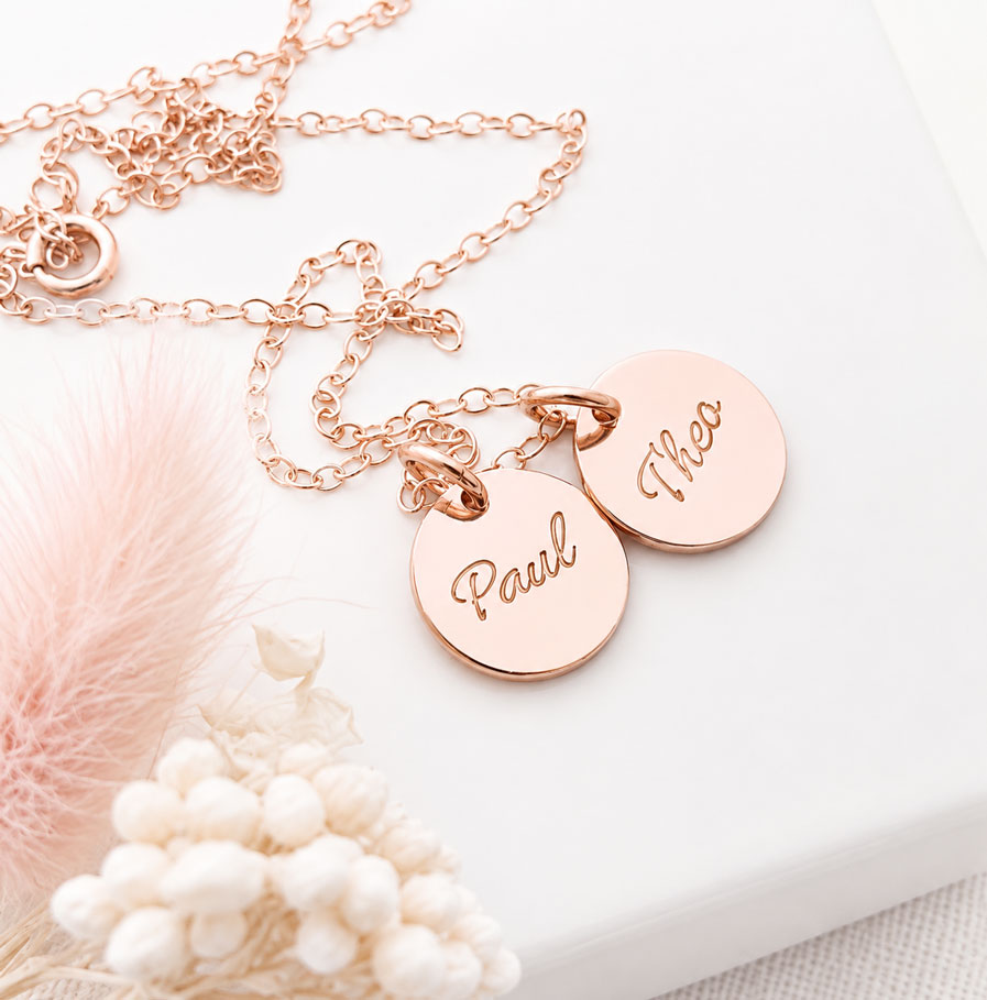 Rose Gold Tiny Disc Pair DISC NECKLACES NECKLACE TO HONOUR A HUSBAND AND WIFE