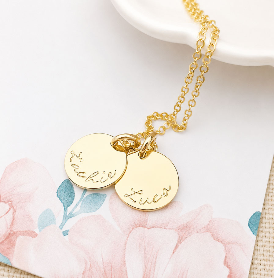 Gold Tiny Disc Pair DISC NECKLACES Gold Tiny Disc Pair DISC NECKLACES