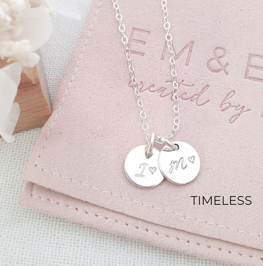 Silver Initial Disc Pair DISC NECKLACES Mum jewellery