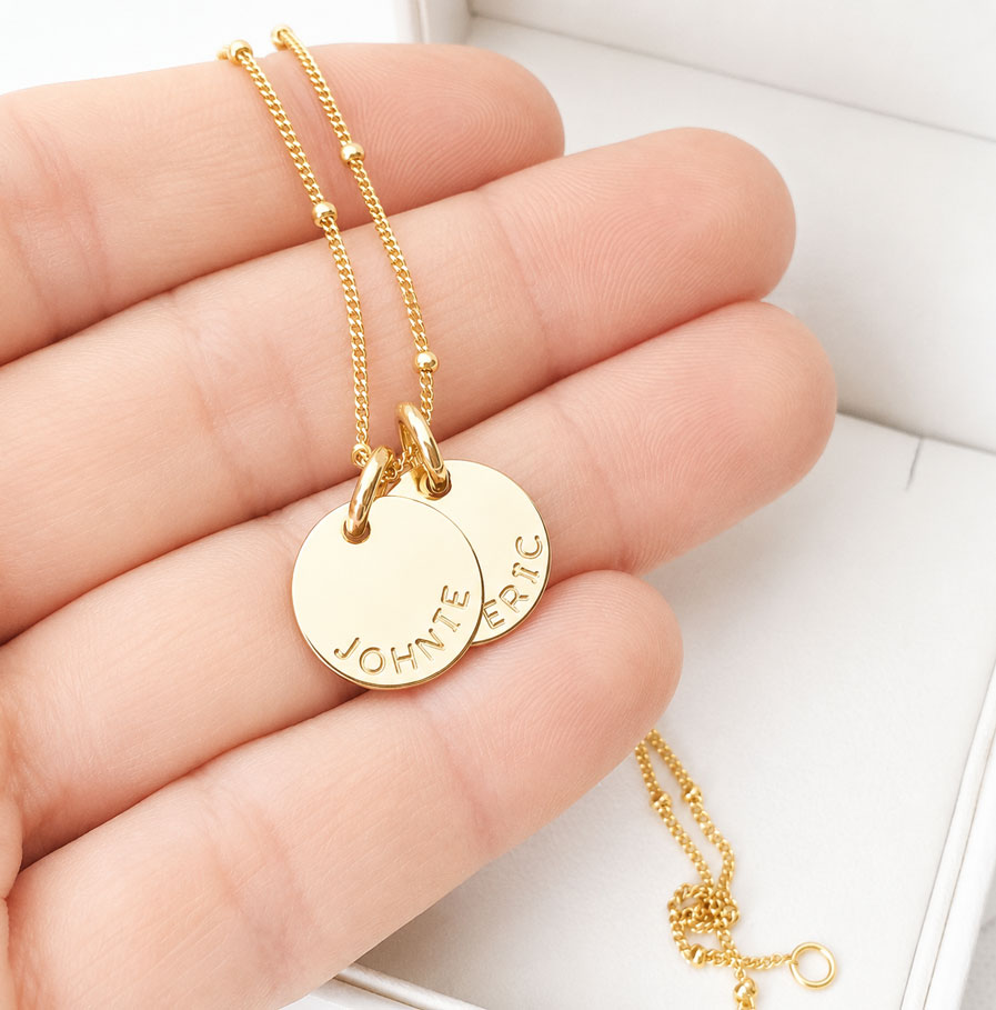 Gold Tiny Disc Pair DISC NECKLACES Gold Tiny Disc Pair DISC NECKLACES