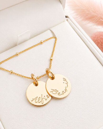 Gold Tiny Disc Pair DISC NECKLACES name necklace minimalist style