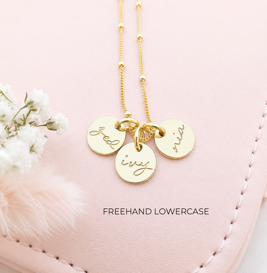 Gold Initial Disc Trio DISC NECKLACES gold name necklace