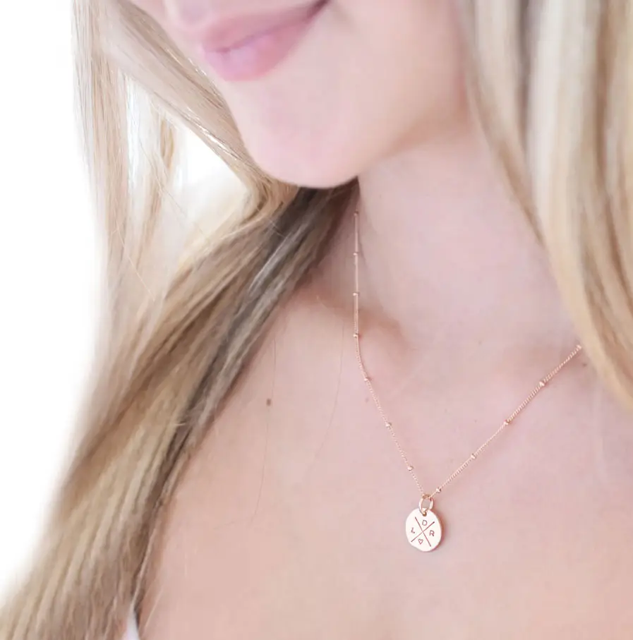 Rose Gold Family Compass DISC NECKLACES