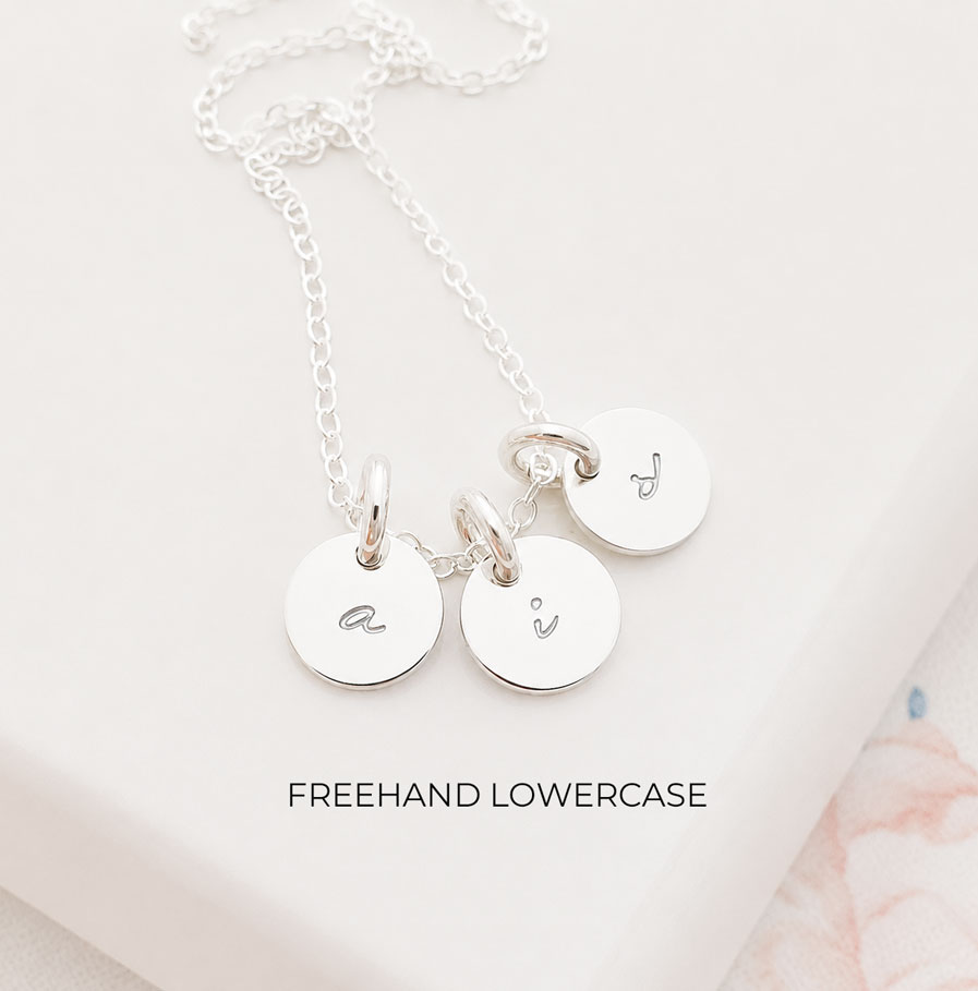 Silver Initial Disc Trio DISC NECKLACES hand stamped necklace Australia