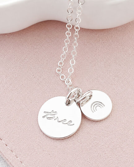 Silver Symbol Set DISC NECKLACES rainbow symbol necklace