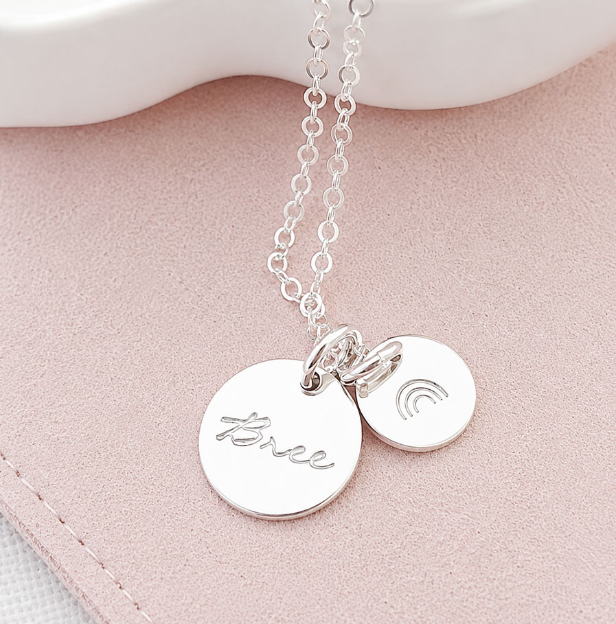Silver Symbol Set DISC NECKLACES rainbow symbol necklace