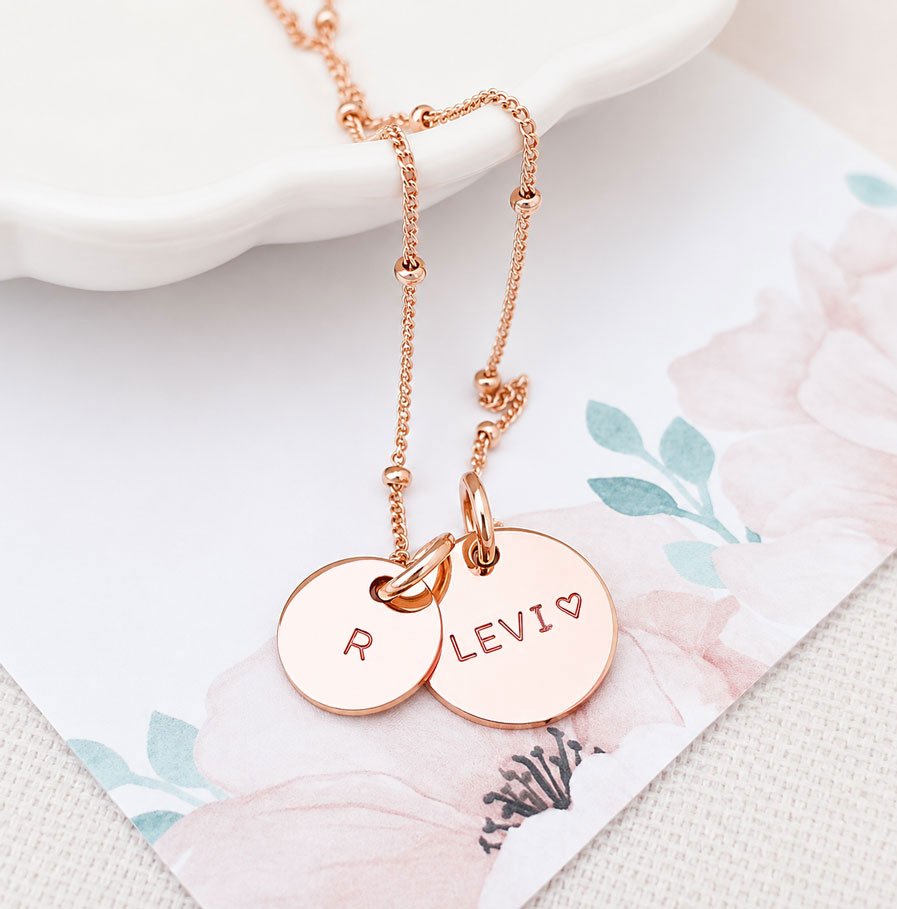Rose Gold Disc Set DISC NECKLACES custom rose gold necklace with name
