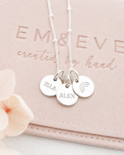 silver initials disc necklace handmade in Australia