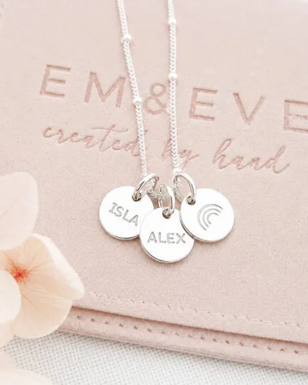 Silver Initial Disc Trio DISC NECKLACES silver initials disc necklace handmade in Australia