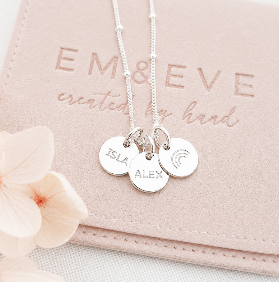 Silver Initial Disc Trio DISC NECKLACES silver initials disc necklace handmade in Australia