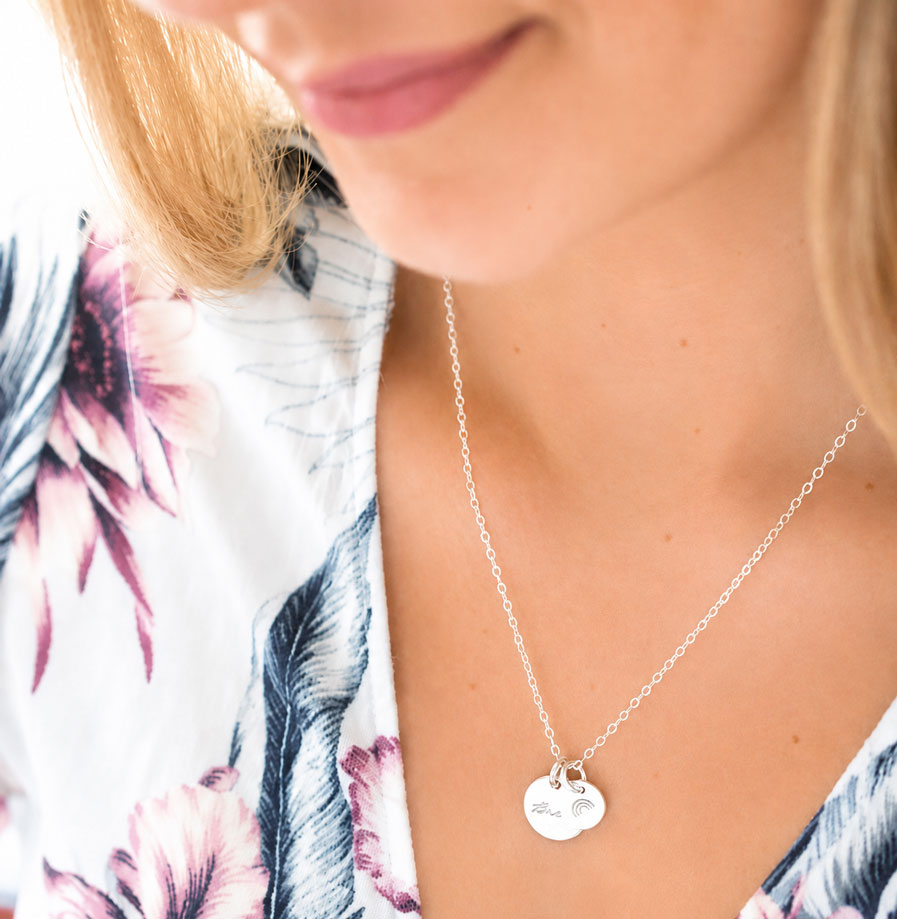 Silver Symbol Set DISC NECKLACES rainbow baby keepsake
