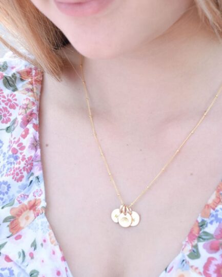 Gold Initial Disc Trio DISC NECKLACES Gold Initial Disc Trio DISC NECKLACES