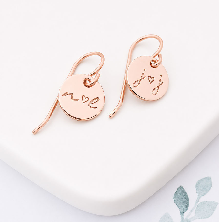 Rose Gold Personalised Earrings Earrings keepsake earrings for wedding day