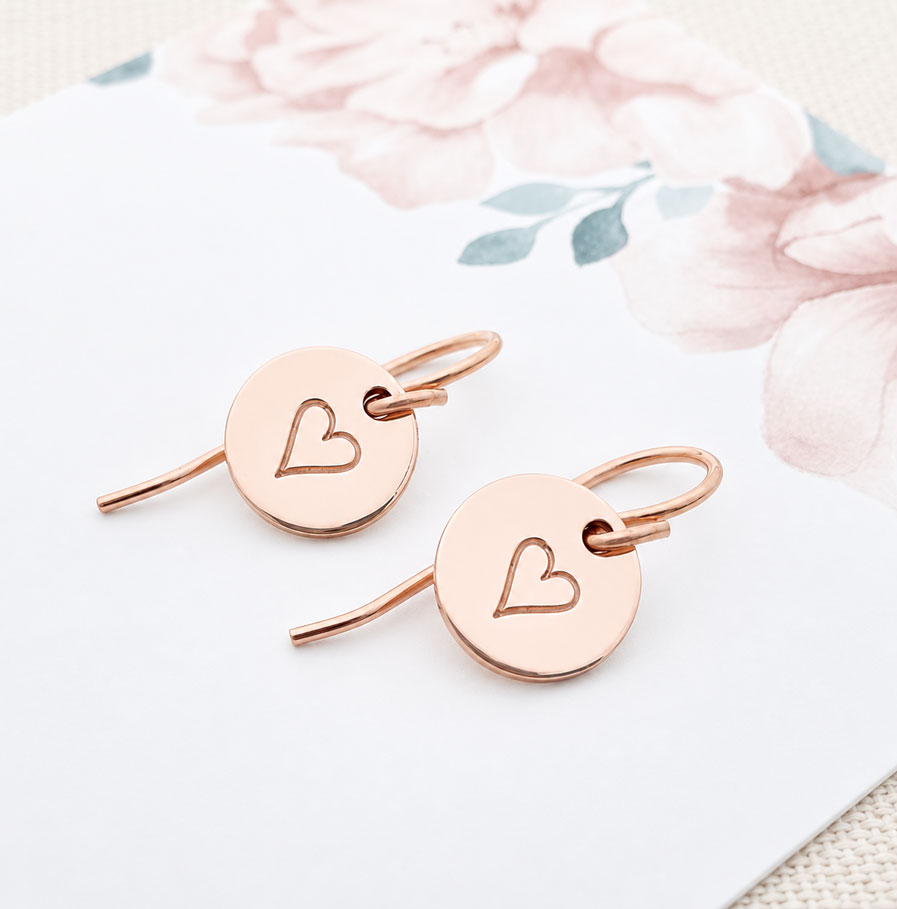 Rose Gold Personalised Earrings Earrings rose gold heart earrings