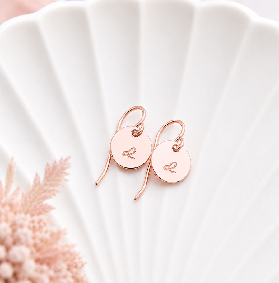 Rose Gold Personalised Earrings Earrings custom initial earring