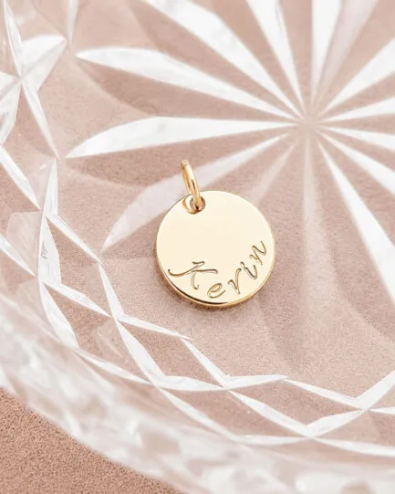 Gold Tiny Disc Add On ADD ON DISCS husbands name engraved on necklace