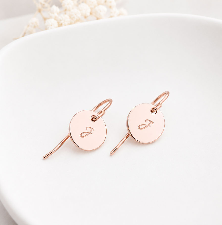 Rose Gold Personalised Earrings Earrings initial J earrings