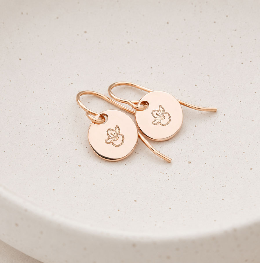 Rose Gold Personalised Earrings Earrings rose gold birthflower earrings