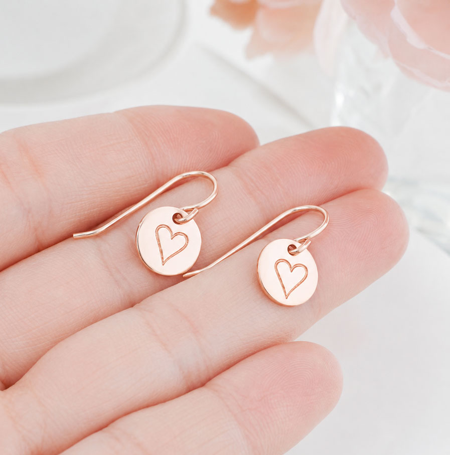 Rose Gold Personalised Earrings Earrings hands holding rose gold drop earrings