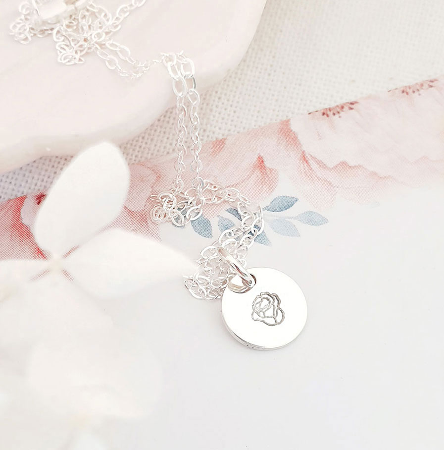 Silver Birth Flower Pendant Birth Flowers June birth flower pendant