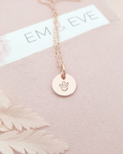 rose gold pendant with birth flower