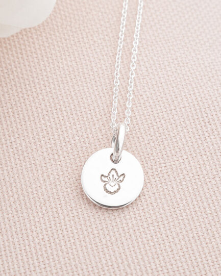 birth flower necklace silver