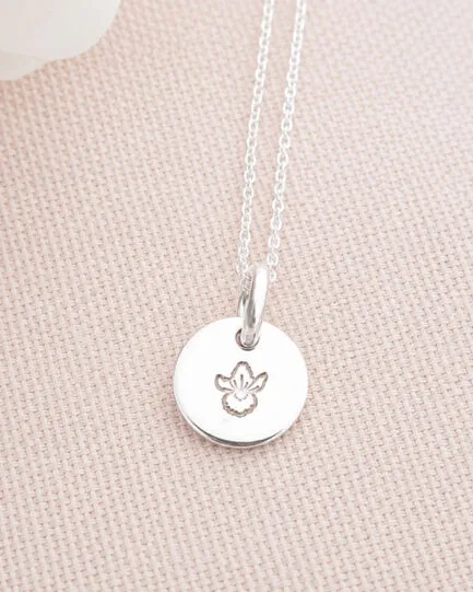 birth flower necklace silver
