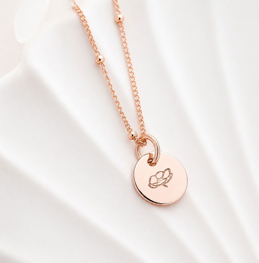 Rose Gold Birth Flower Pendant Birth Flowers rose gold birth flower