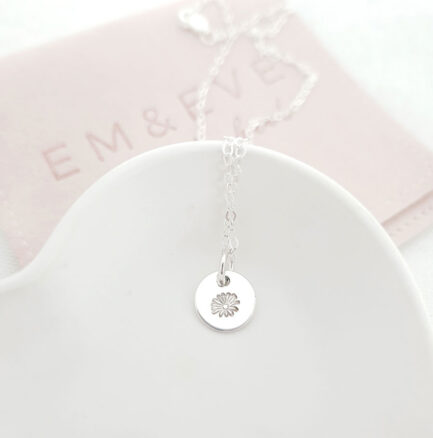 silver birth flower pendant