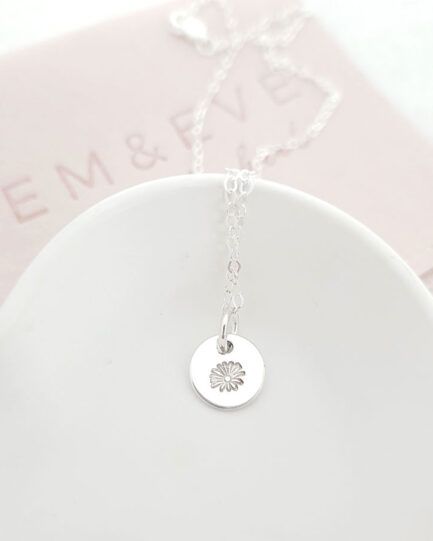 silver birth flower pendant