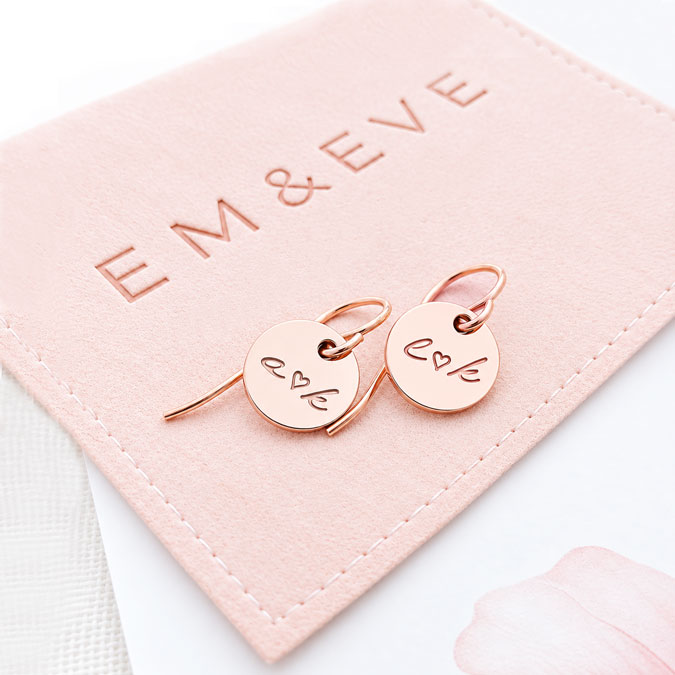custom earrings personalised with initials